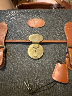 Mulberry England Vintage Scotchgrain Briefcase Satchel | Khaki Brass Lock + Key